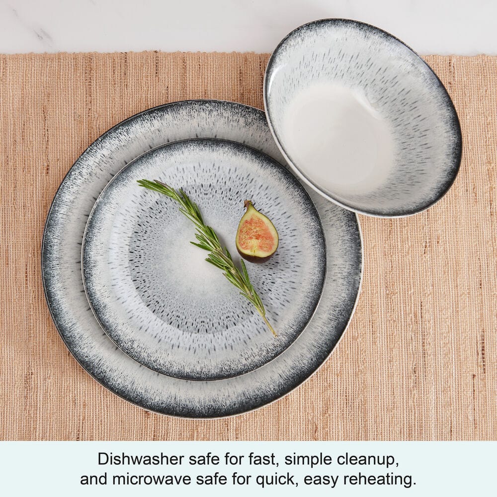 Matteo 12-Piece Dinnerware Set - Service for 4 | Elegant Porcelain Plates, Bowls & Mugs | Perfect for Family Dinners, Dinner Parties & Holiday Entertaining