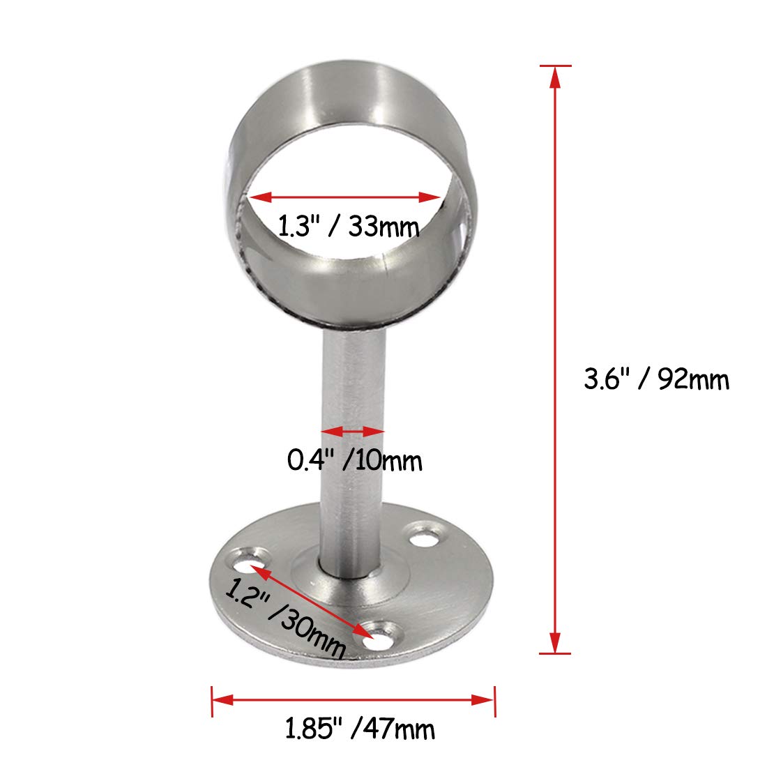 8-Piece 1-1/4 Inch Stainless Steel Shower Curtain Rod Holders - Ceiling Mount Brackets for Closet Poles & Pipe Flange Sockets - Brushed Finish - Perfect for Bathroom, Closet & Home Organization