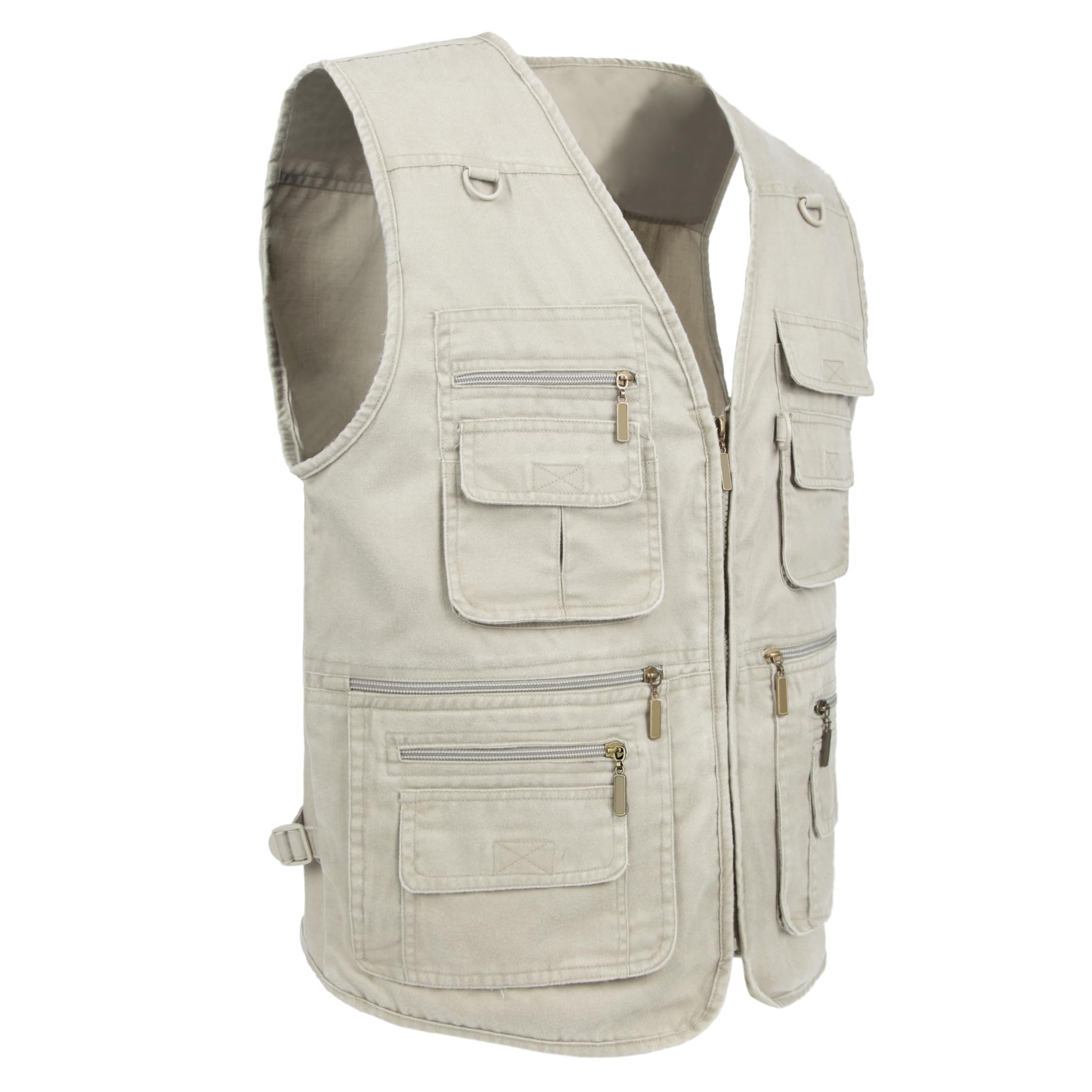 Men's Stone Washed Denim Fishing Vest with Multiple Pockets - Durable Workwear for Outdoor Activities, Hunting, and Casual Wear