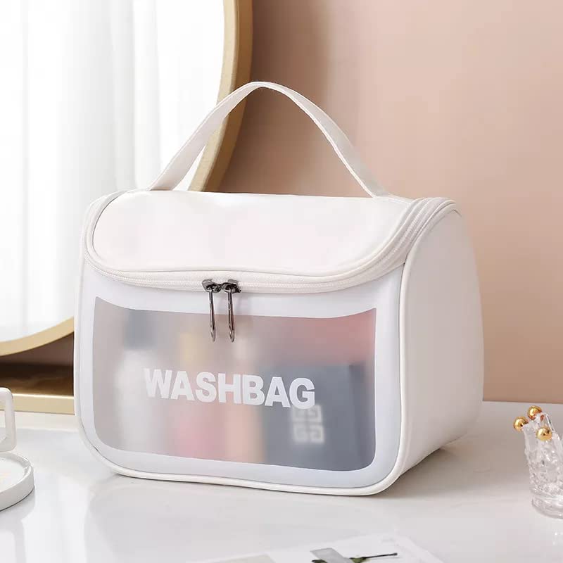 VALAMJI Clear PVC Zipper Cosmetic Travel Bag - Waterproof Toiletry Organizer for Makeup, Shampoo, Skincare - Portable Wash Bag for Women & Girls - Perfect for Travel, Gym, Camping & Daily Use