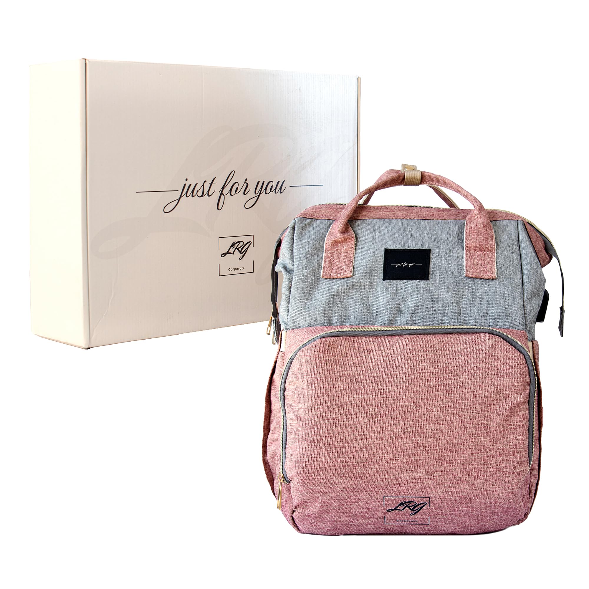 LRG Corporate Diaper Bag Backpack for Baby Care - Waterproof Travel Backpack with Removable Changing Pad & Mosquito Net - Stroller Compatible Baby Carrier Backpack - Perfect for Daycare, Travel & Outdoor Adventures (Includes Personalized Gift Box)