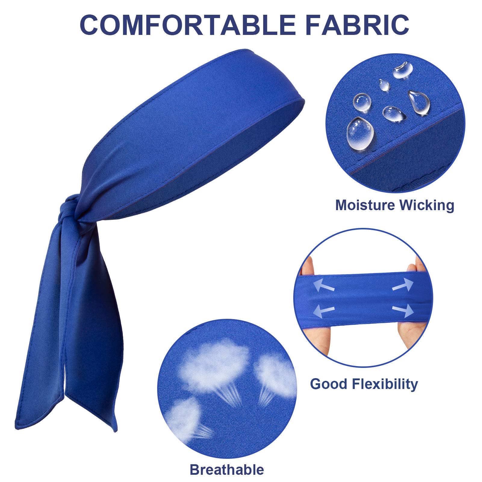 Men's Head Tie & Athletic Sweatbands - Breathable Sports Headbands for Tennis, Karate, Ninja Training - Unisex Workout Sweatbands for Men & Women - Perfect for Martial Arts, Gym, Running & Sports Activities