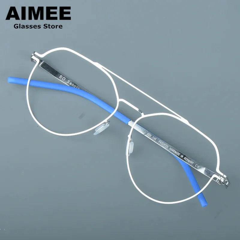Aimee Unisex Full Rim Oval Double Bridge Steel Eyeglasses 14647 - Stylish & Durable Eyewear for Men & Women - Perfect for Reading, Work, and Everyday Fashion
