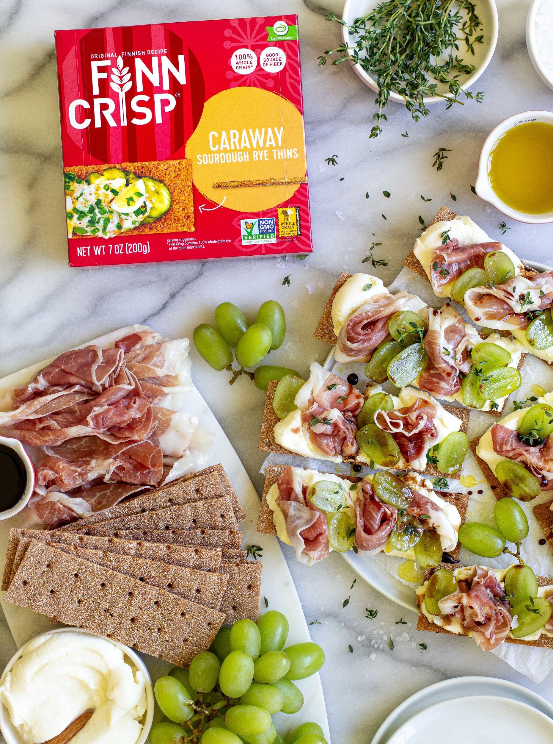 Finn Crisp Caraway Sourdough Rye Thins - 7 Ounce Boxes (Pack of 9) | Low-Calorie Crispbread Snacks for Healthy Diet, Keto & Gluten-Free Lifestyle | Perfect for Breakfast, Lunch, or On-the-Go Snacking