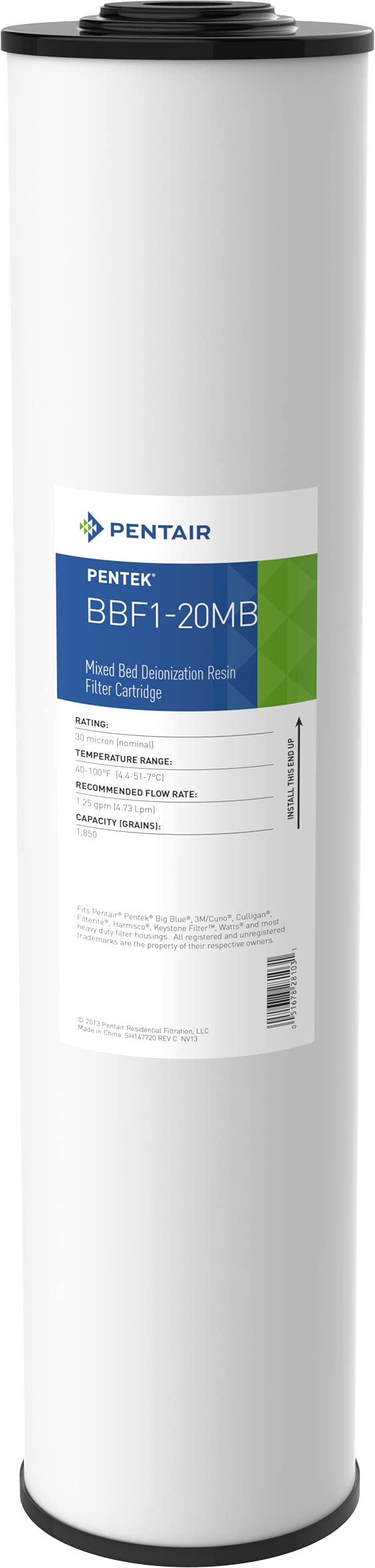 Pentair Pentek BBF1-20MB 20-Inch Big Blue Mixed Bed Deionization Water Filter Cartridge (20