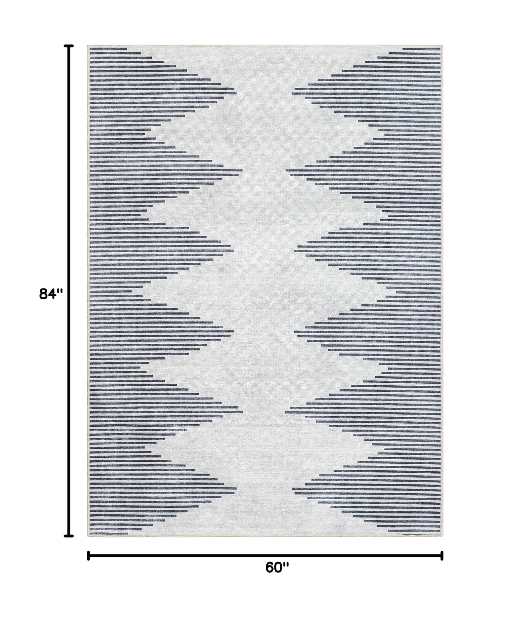 Well Woven Apollo Bree Moroccan 5' x 7' Ivory Grey Distressed Machine Washable Area Rug - Perfect for Living Room, Bedroom, or Office Decor