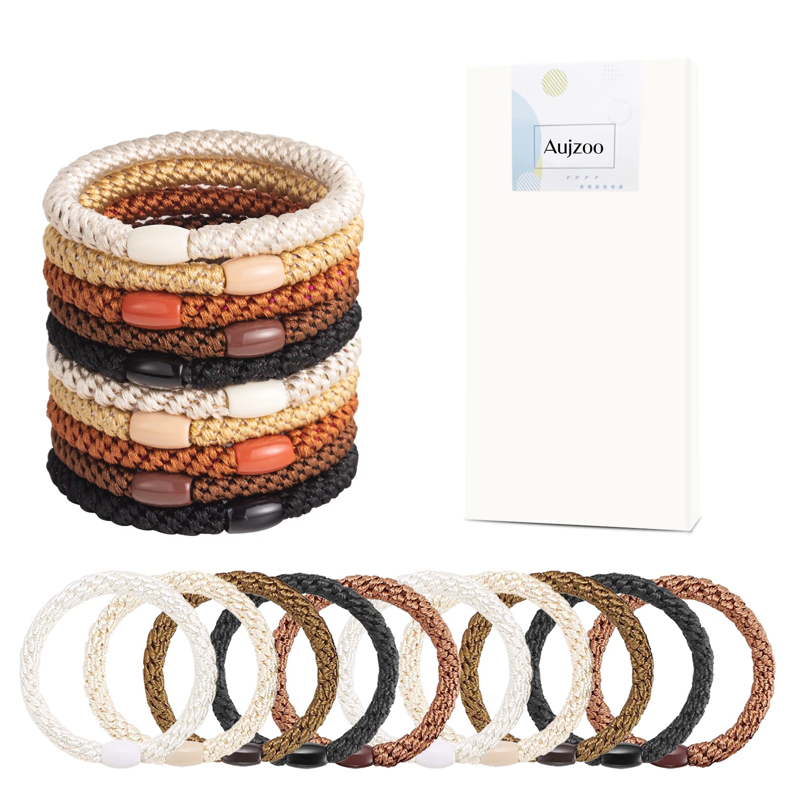 Aujzoo 20Pcs Spiral Hair Ties for Women - Soft Ponytail Holders for Daily Use