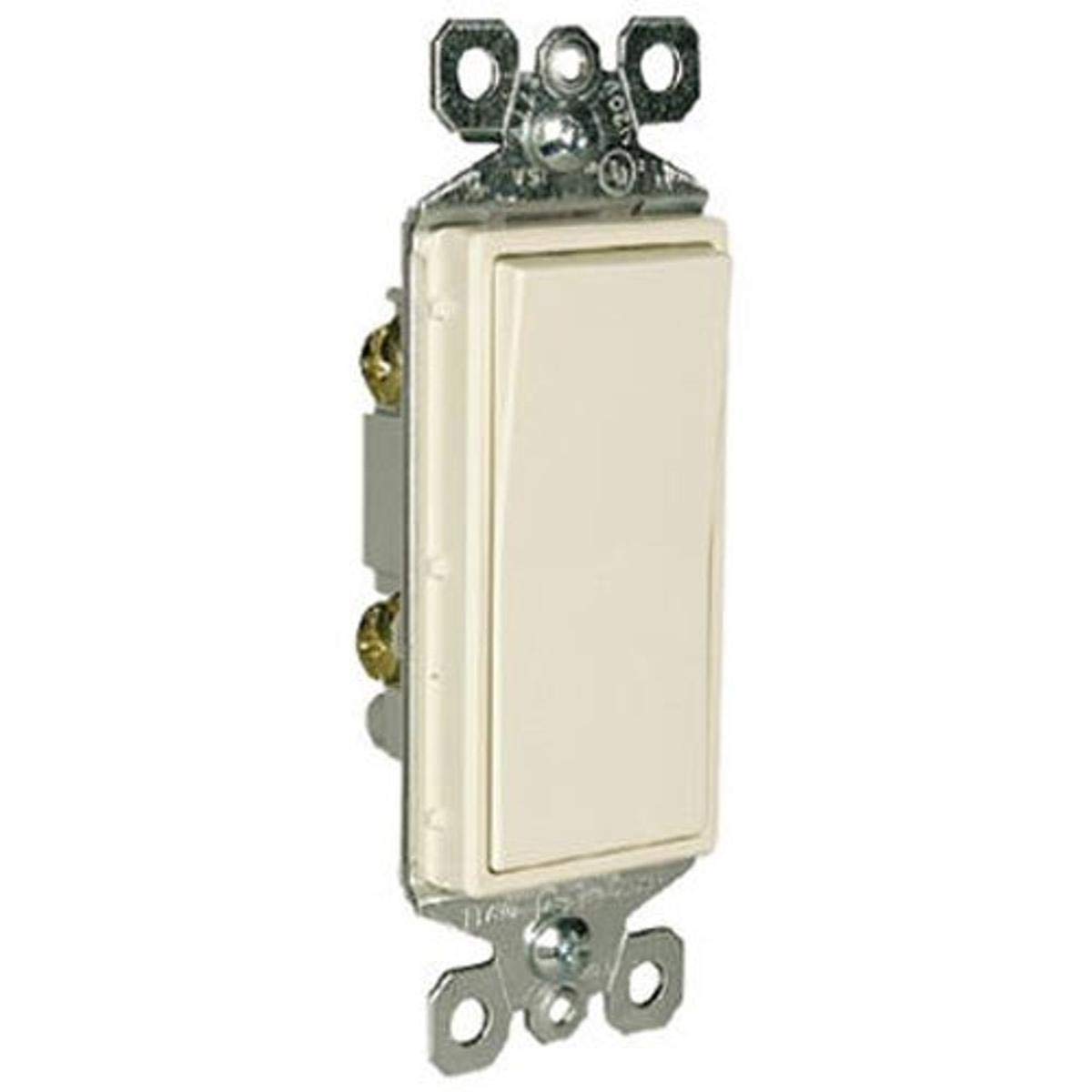 Legrand TM870STMLACC10 15 Amp Garbage Disposal Rocker Wall Switch - Single Pole Momentary Contact Decorator Light Switch in Light Almond (1 Pack) - Perfect for Kitchen Sink Waste Disposal & Home Renovation Projects