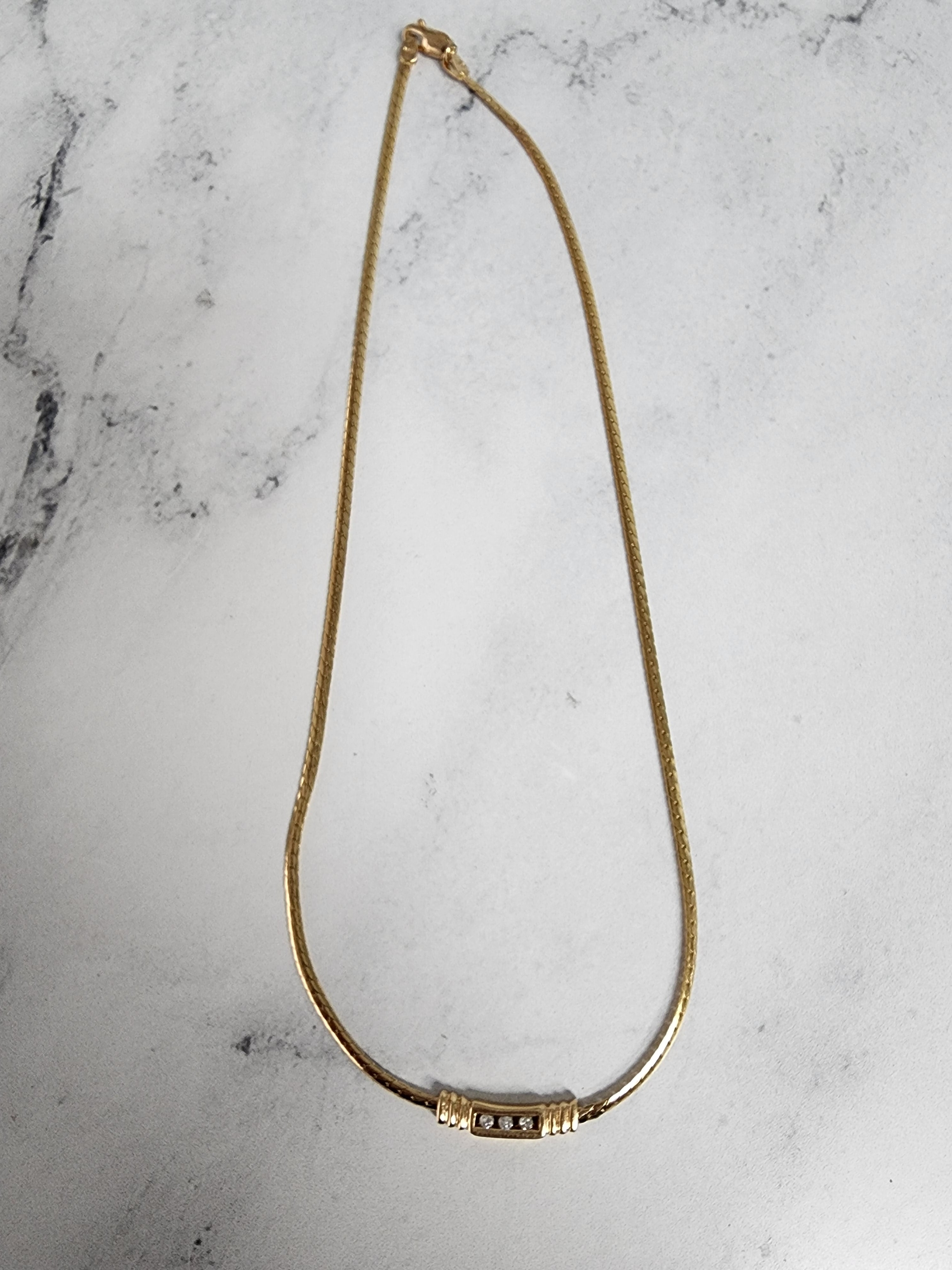 14K Yellow Gold Tension Space Diamond Bar Necklace - Elegant & Dainty Pendant for Women, Perfect for Everyday Wear, Date Nights & Special Occasions