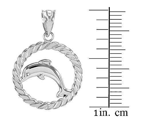 10K White Gold Jumping Dolphin Circle Rope Pendant Necklace for Women - Elegant Dainty Jewelry Gift for Birthday, Anniversary & Everyday Wear