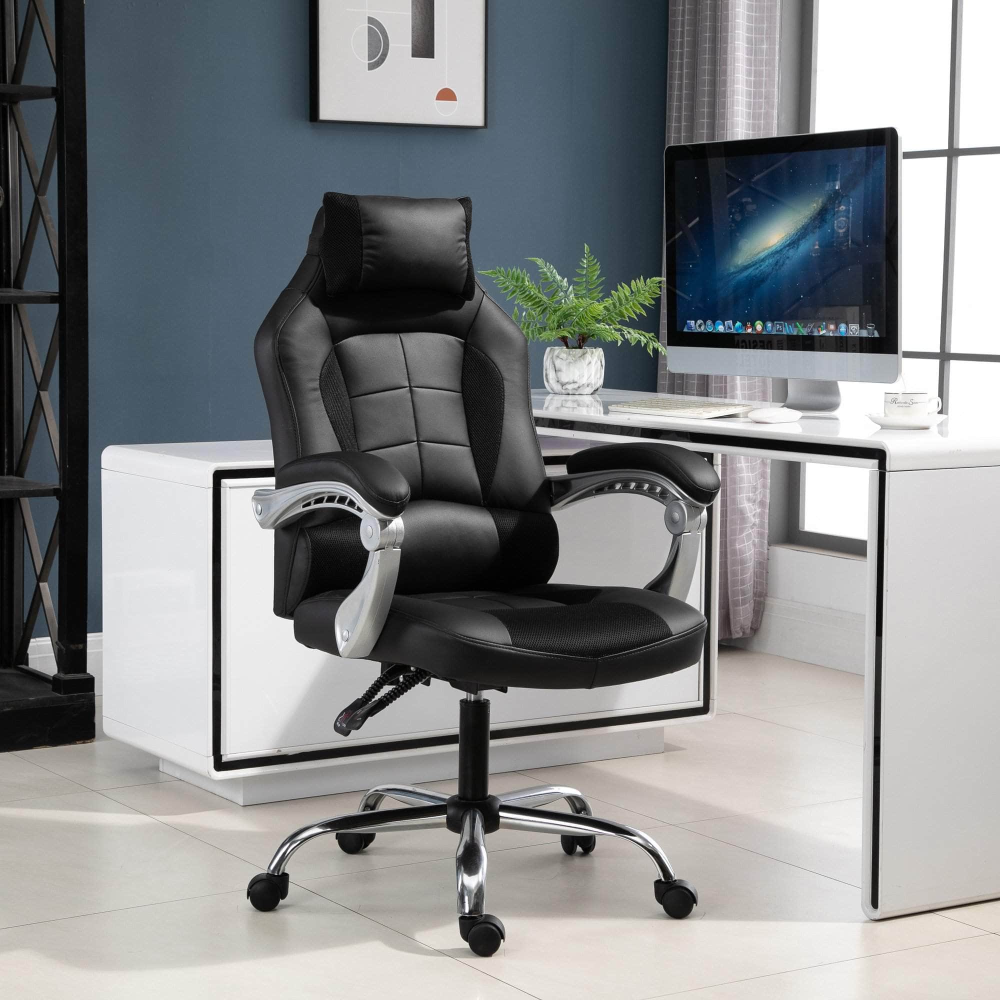 Ergonomic Swivel Recliner Height Adjustable Racing Office Gaming Chair - Faux Leather, 2 Color Options - Perfect for Home Office, Gaming Setup & Relaxation