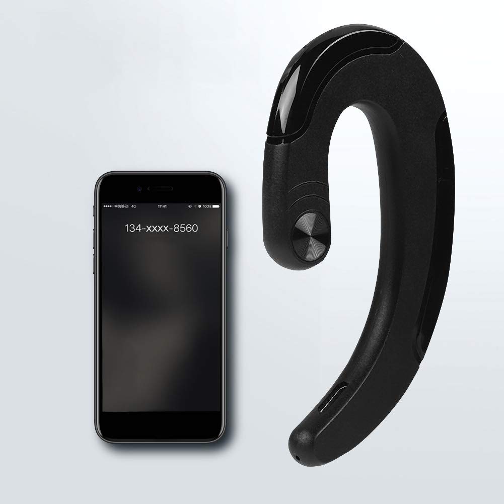 Wireless Bluetooth Headphones with Microphone - Noise Cancelling Stereo Ear Hook Headset, HD Sound Quality (Black) - Perfect for Workouts, Running, Commuting & Hands-Free Calls