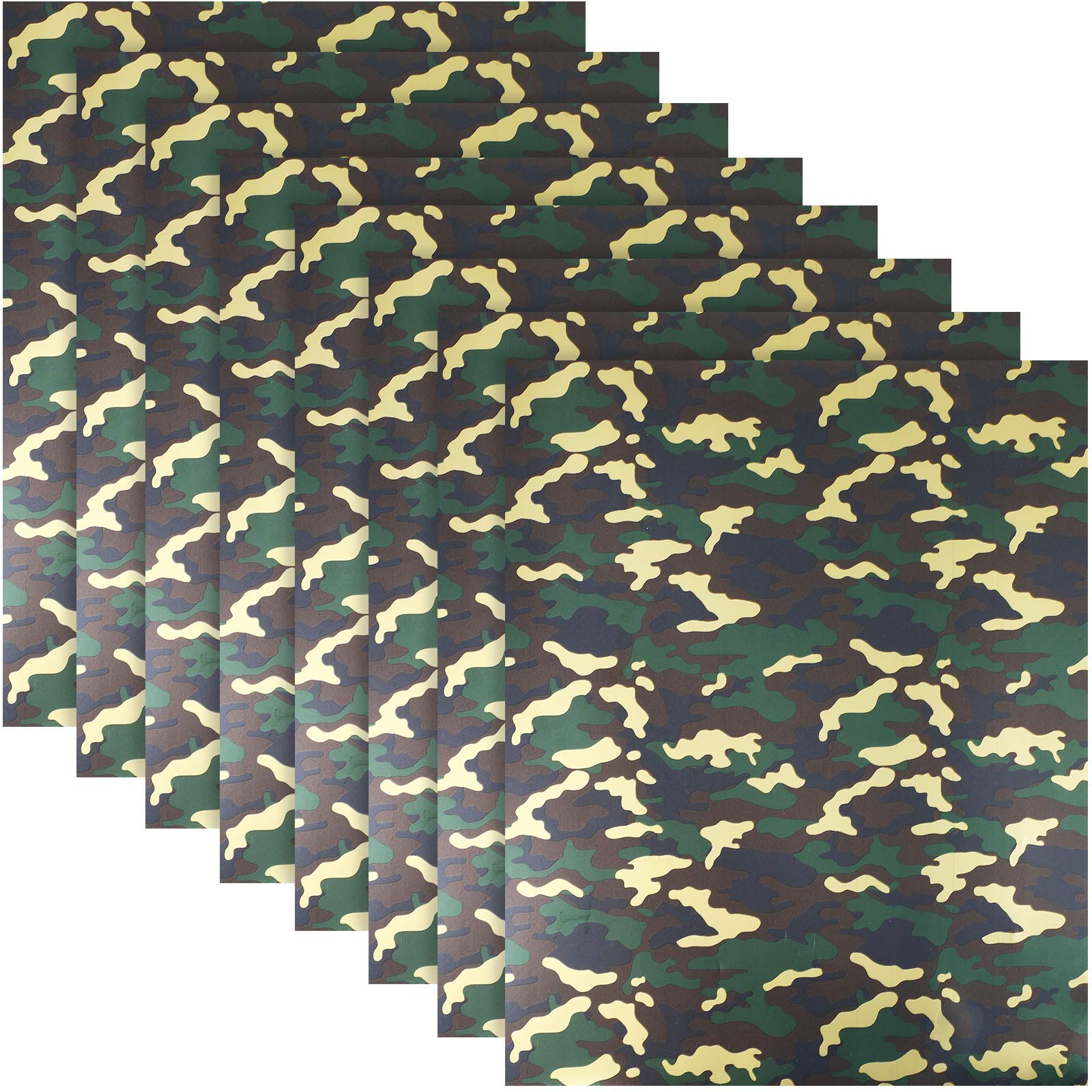 Outus 8 Sheets Camo Iron-On Vinyl - Camouflage HTV Heat Transfer Vinyl for T-Shirts, Hats & DIY Crafts (12