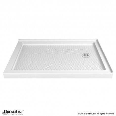 DreamLine SlimLine 36x60 Inch White Double Threshold Shower Base - Low Profile Durable Bathroom Shower Pan for Small Spaces & Modern Homes