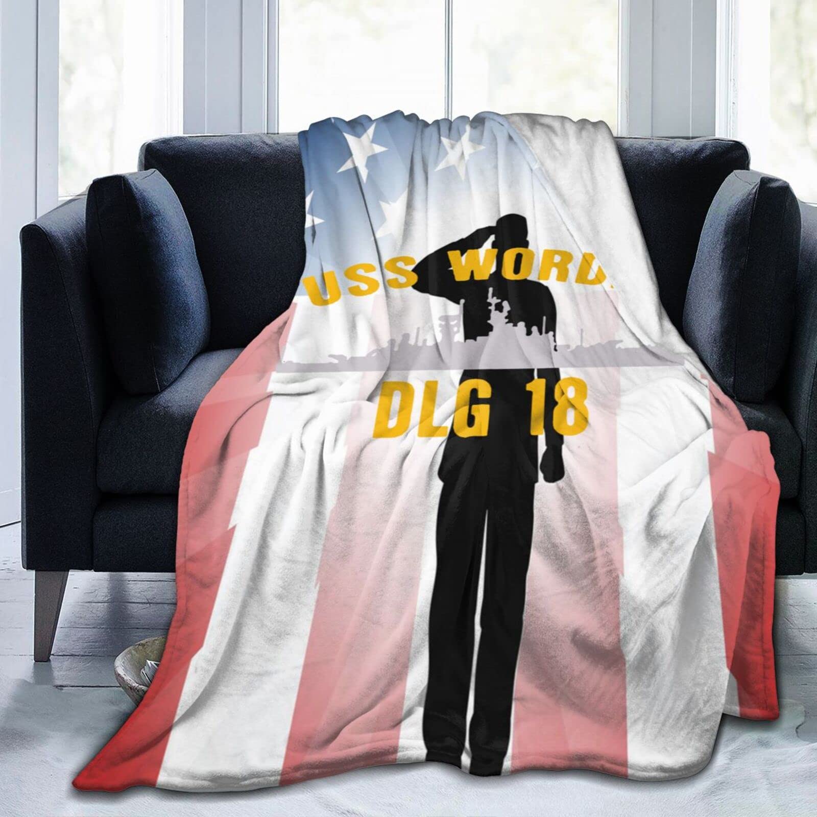 USS Worden DLG 18 Navy Blankets - Ultra Soft Lightweight Throw Blanket for Bed, Couch & Living Room - Perfect for Cozy Nights, Movie Time and Home Decor