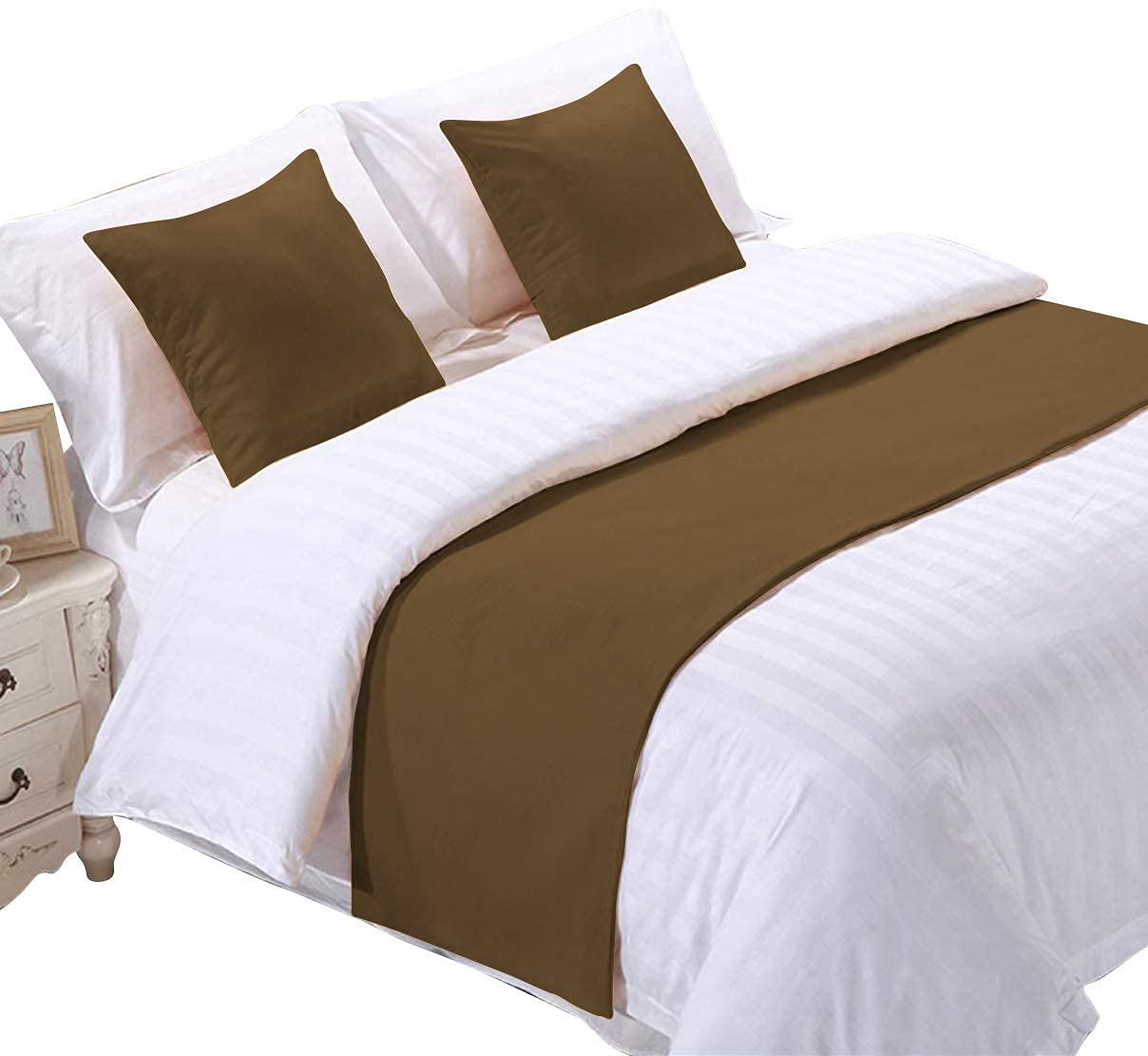 Luxury 800 Thread Count 100% Egyptian Cotton Bed Runner - Soft, Fade-Resistant & Easy Care Decorative Bed Scarf - Queen Size (88
