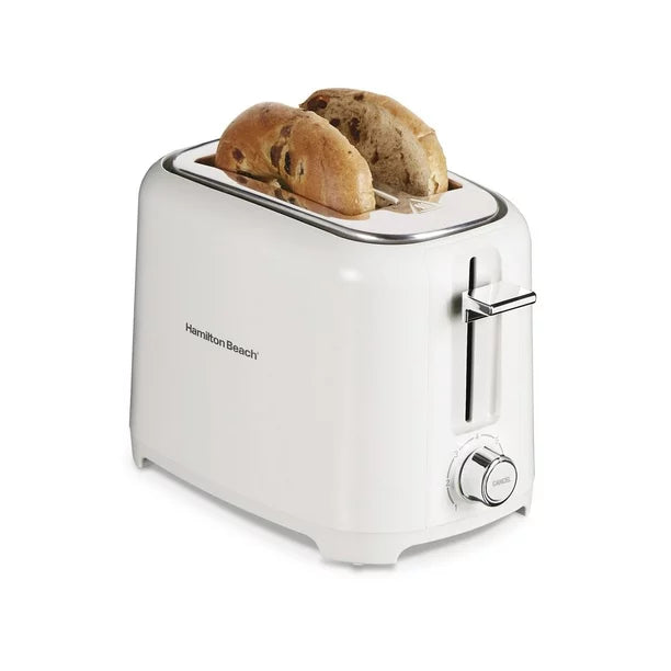 Hamilton Beach 22218 2-Slice Toaster - White - Compact Countertop Appliance for Quick Breakfast, Bagels & Pastries - Perfect for Small Kitchens, Dorms & Offices
