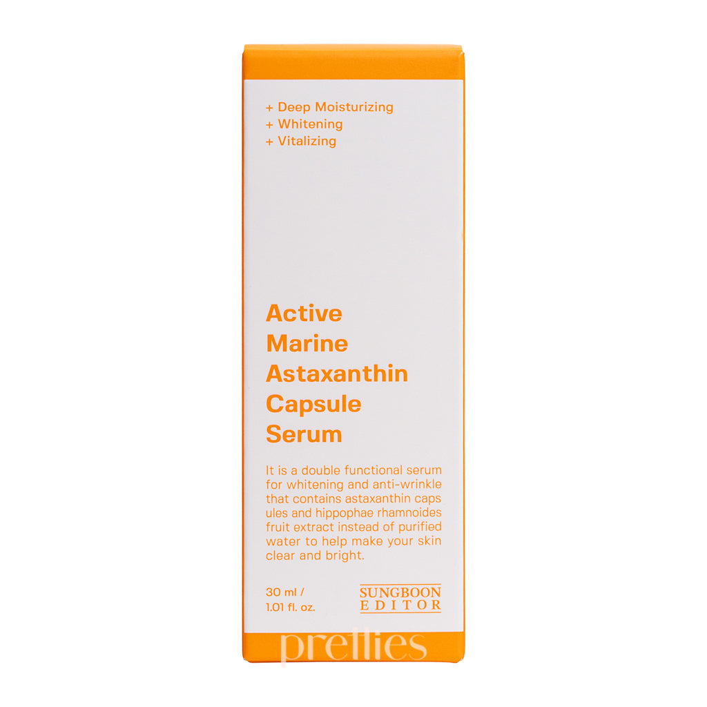Premium Marine Astaxanthin Capsule Serum 30ml - Powerful Anti-Aging & Skin Brightening Treatment for Glowing Complexion | Perfect for Daily Skincare Routine & Travel Essentials
