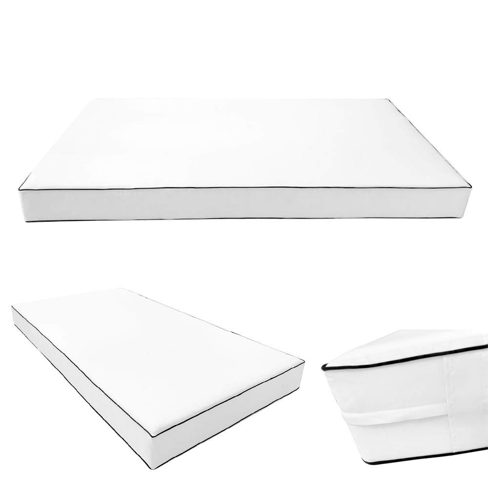Prolinemax Outdoor Style 3 Twin-XL Daybed Mattress Cover with Contrast Trim - Fitted Bolster Pillow Sheet AD106 - Perfect for Patio Furniture, Sunroom Decor & Guest Bedding