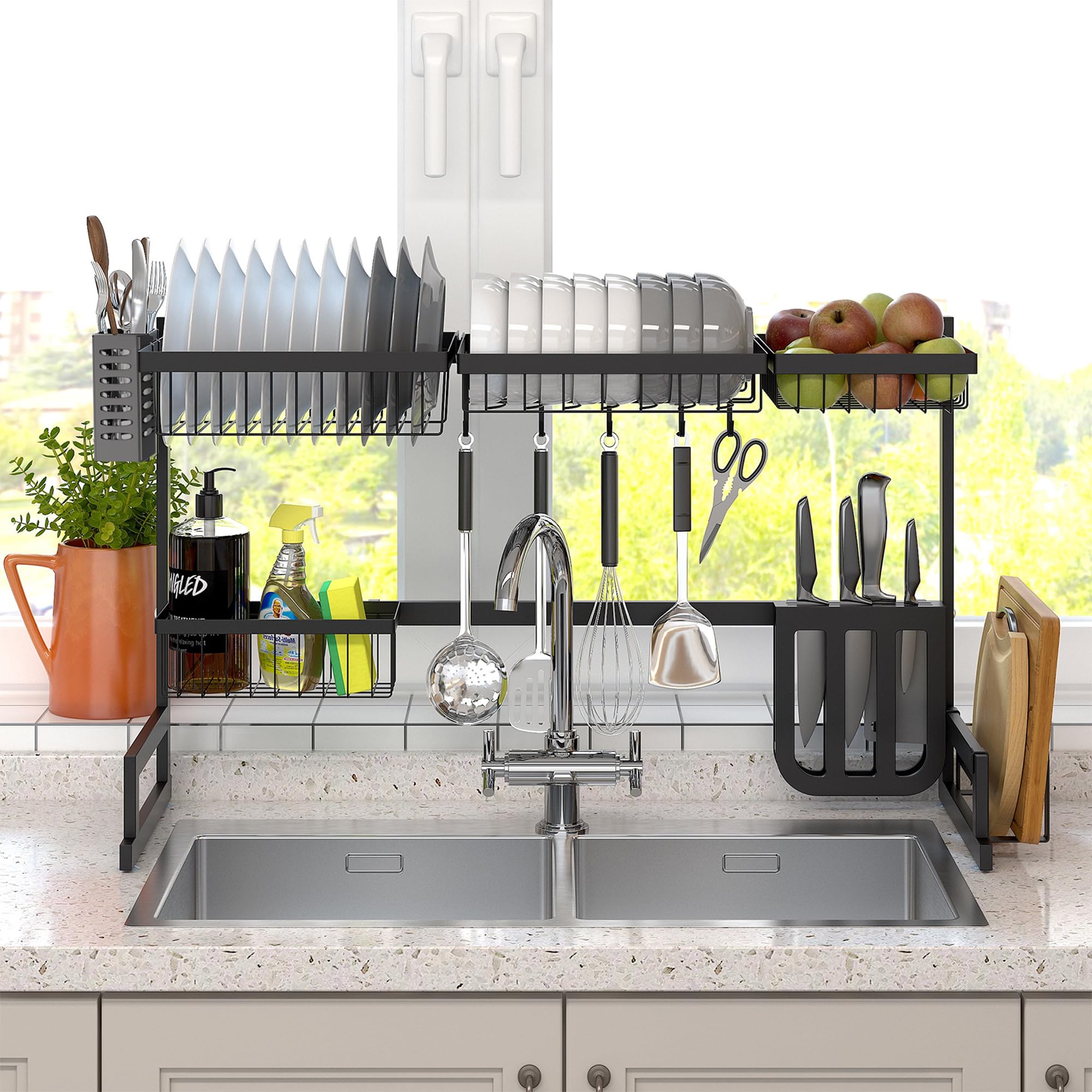 2-Tier Stainless Steel Over Sink Dish Drying Rack - 35.8