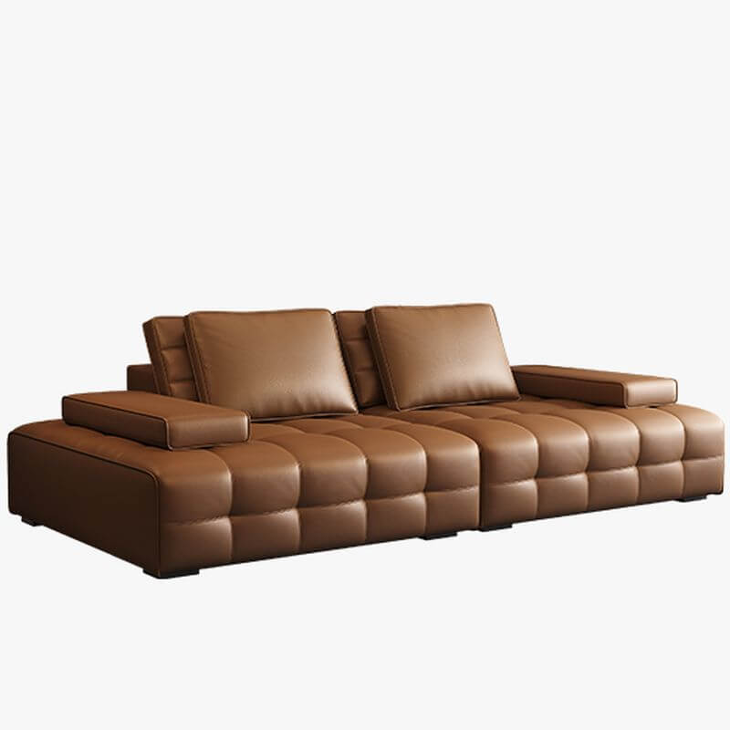 Comfortable Mocha Standard Sofa with Armrest - Includes 3 Pillows (1 Throw Pillow) - Perfect for Living Room, Bedroom or Office Relaxation