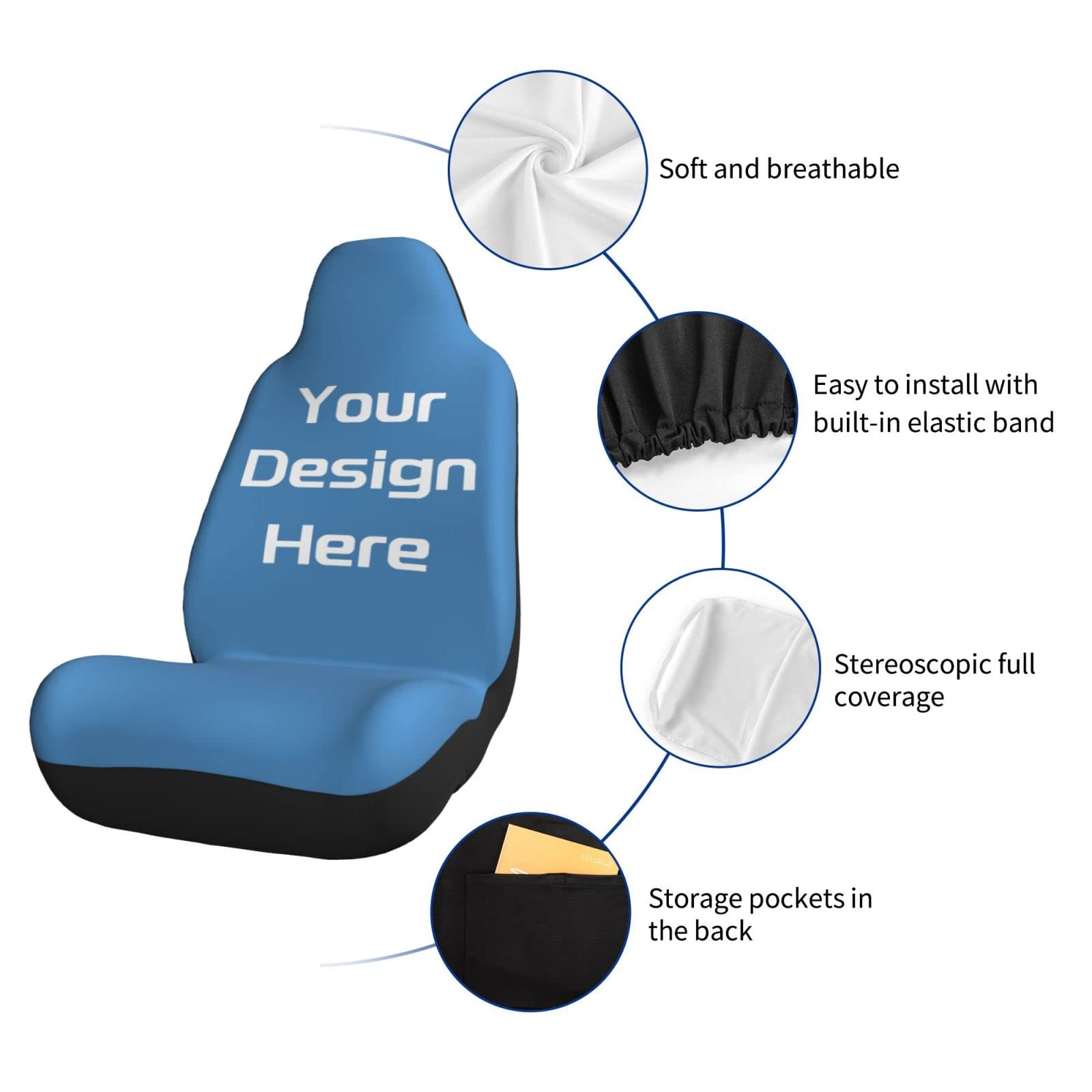 **Custom Personalized Car Seat Covers with Photo – Universal 2-Piece Set for Cars, Trucks & SUVs – Durable & Stylish for Daily Commute, Road Trips & Family Travel**