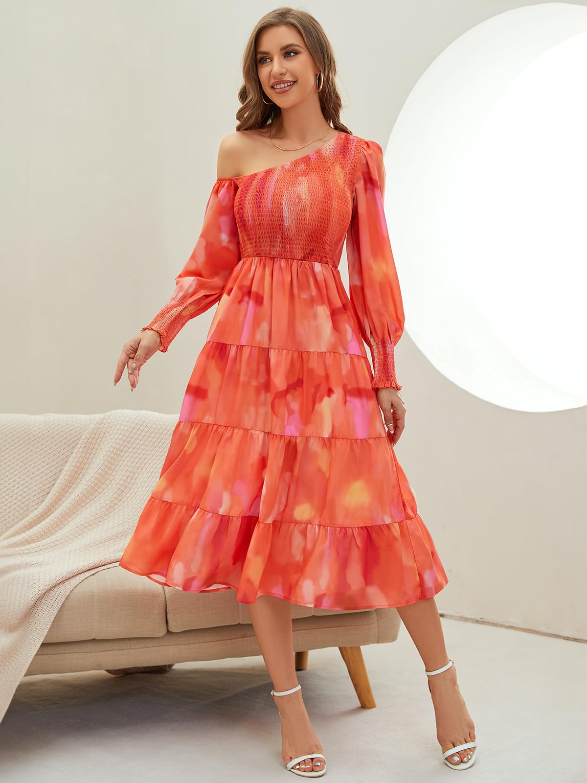 Women's Floral Maxi Dress with Puff Sleeves & Pockets - Casual Long Sleeve Flowy Dress for Spring Summer | Perfect for Beach Vacations, Date Nights & Outdoor Parties