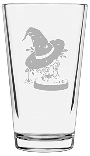 Spider Witch Halloween Pint Glass - 16oz for Party & Decor
