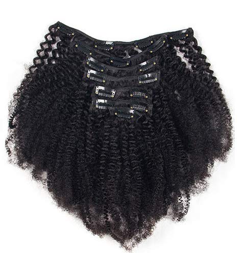 #1B Afro Kinky Curly Human Hair Clip-in Extensions - Virgin Mongolian Hair - 7pcs/Set (14inch, 120g) for Black Women | Perfect for Daily Styling, Parties & Protective Hairstyles