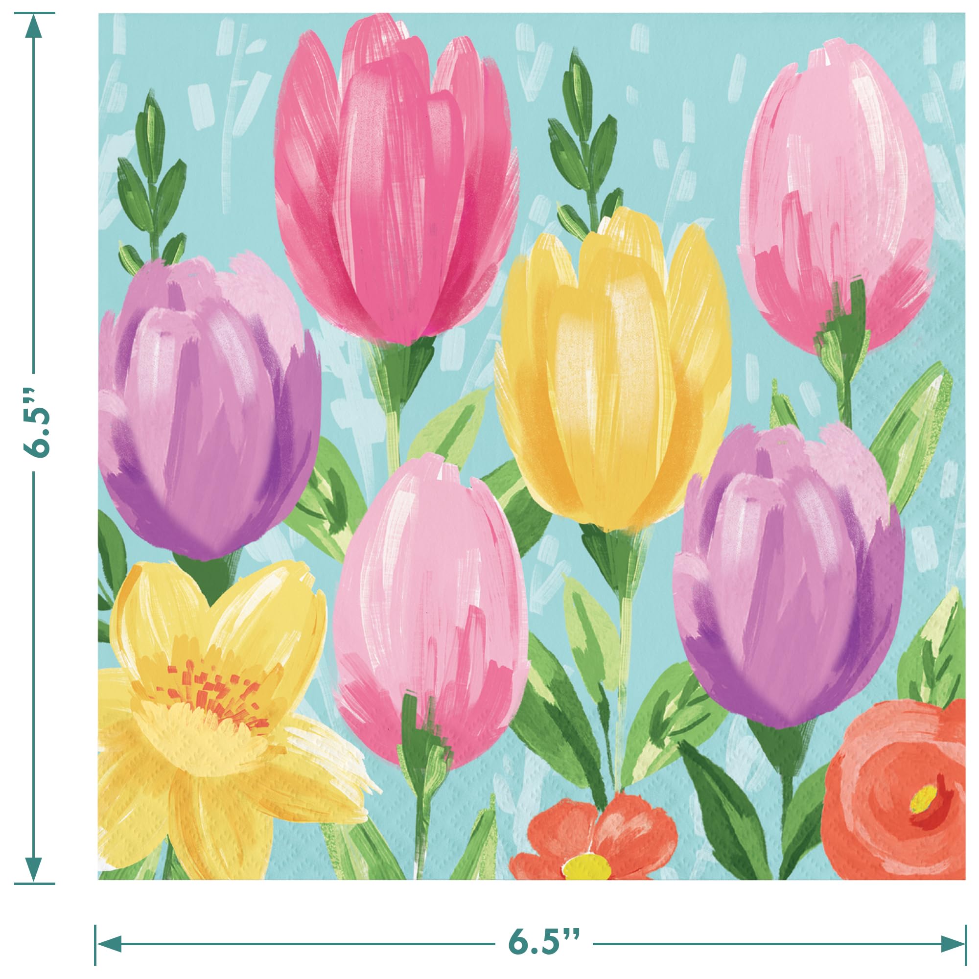 Pastel Blue Tulip Floral Paper Dinner Plates, Lunch Napkins & Forks Set - 16-Piece Spring Tableware for Easter, Baby Shower, Bridal Shower & Garden Party Decorations