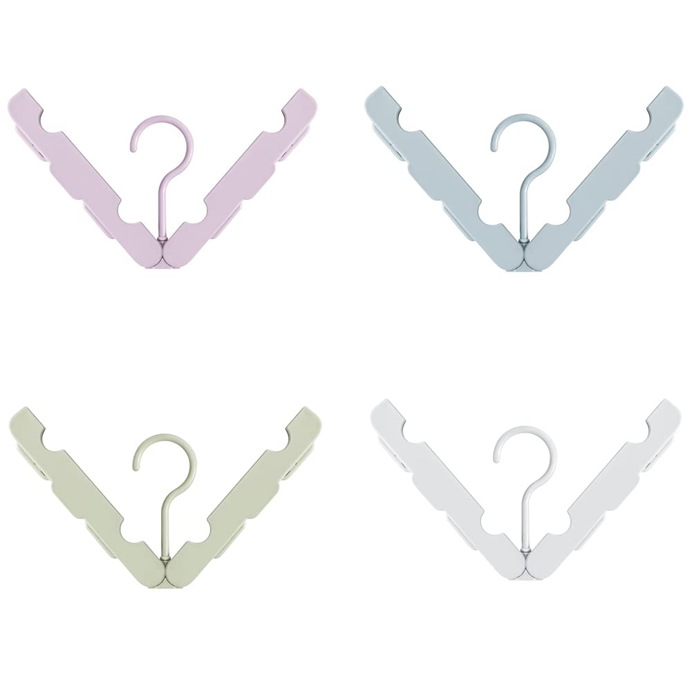4 Pack Portable Folding Travel Hangers - Lightweight Clothes Hanger & Drying Rack for Suitcase, Hotel, Camping & Business Trips - Multicolor Travel Accessories