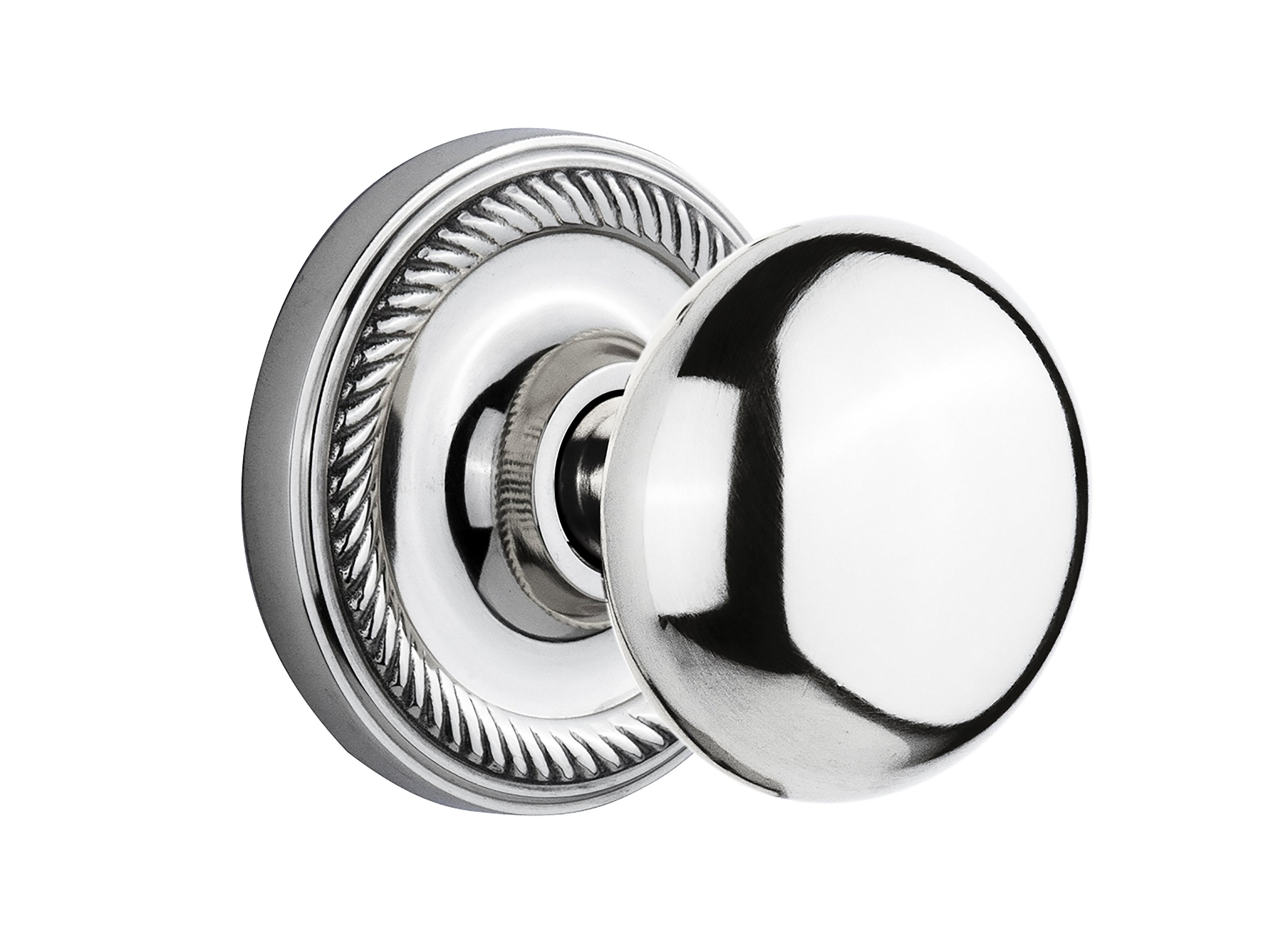 Vintage Rope Rosette with New York Knob - Double Dummy Door Hardware Set in Bright Chrome Finish | Perfect for Farmhouse, Victorian & Retro Home Decor