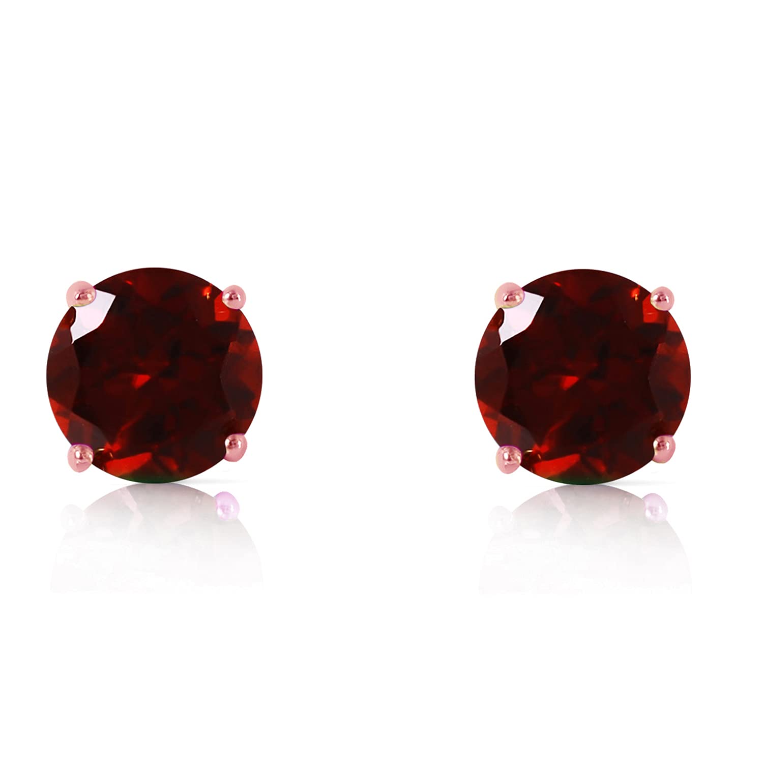 14K Rose Gold Garnet Stud Earrings for Women - GG Galaxy Gold Elegant Jewelry - Perfect for Weddings, Parties & Everyday Wear