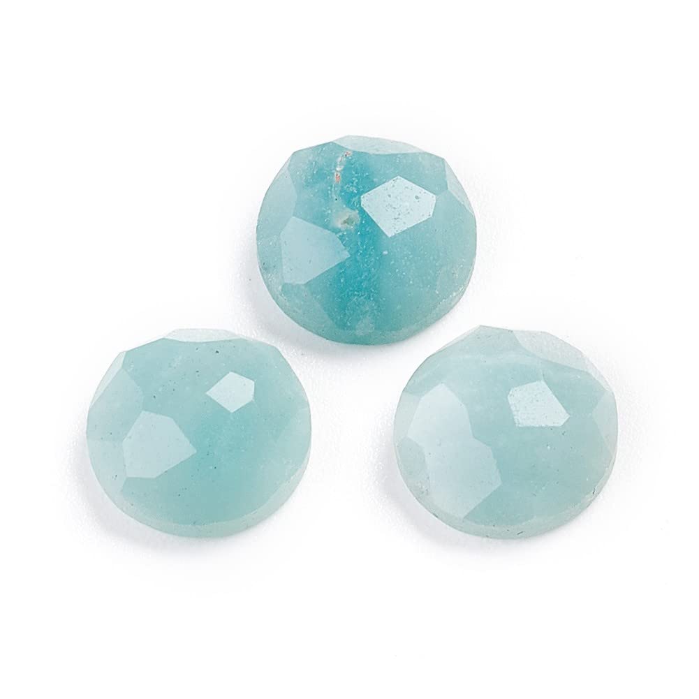 50pcs 8mm Natural Amazonite Cabochon Beads - Faceted Half Round Dome Flatback Gemstones for Jewelry Making, DIY Bezel Tray, Healing Chakra Bracelets & Crystal Quartz Crafts (Perfect for Necklaces, Earrings & Spiritual Accessories)