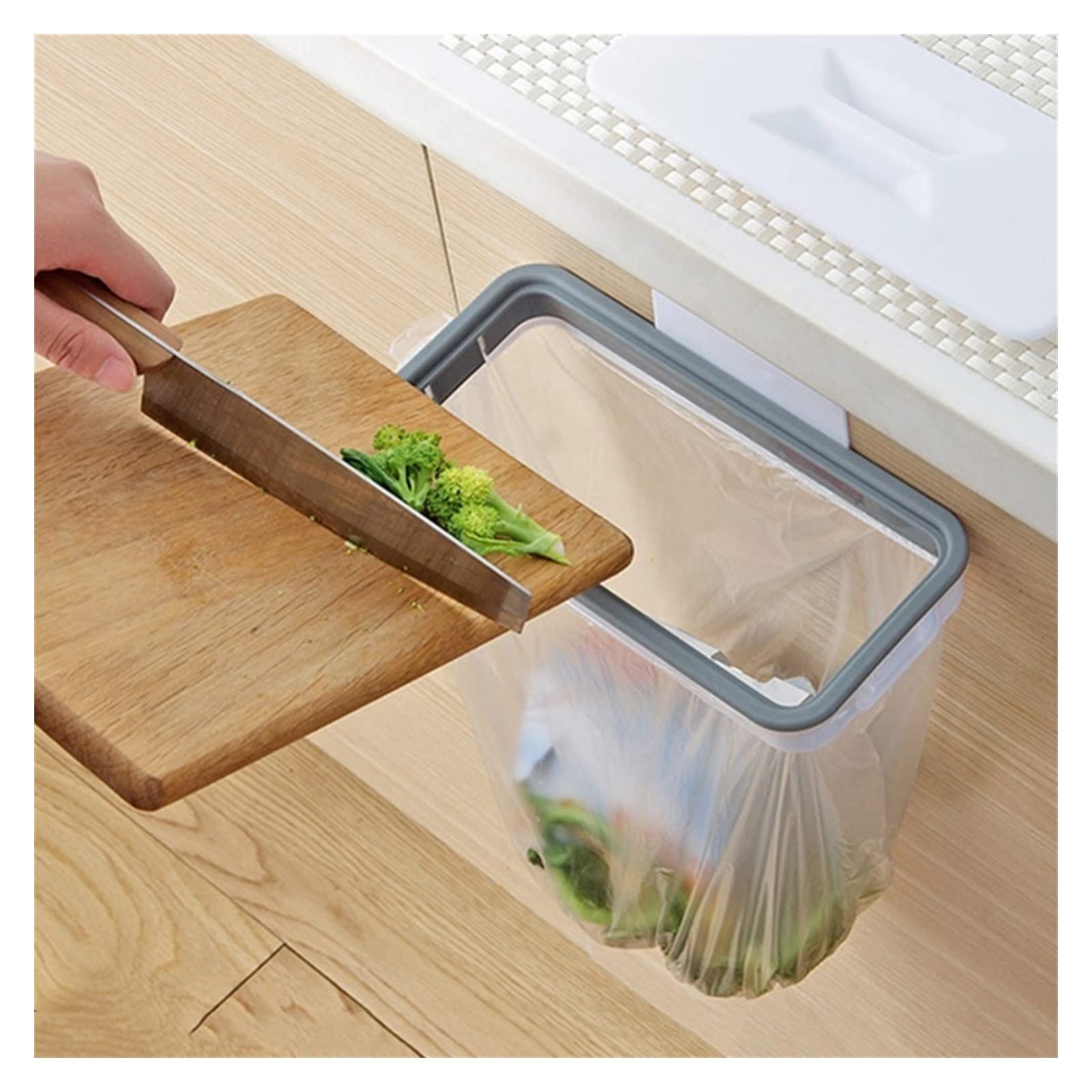 Stainless Steel Hanging Trash Can with Lid - Under Cabinet Kitchen Garbage Bin, Space-Saving Waste Basket for Pantry, Bathroom, Office, and RV - Portable Indoor Trash Storage Holder for Easy Organization