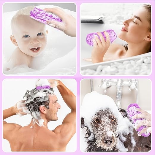 APURK Silicone Shampoo Brush & Body Scrubber - Gentle Exfoliating Bath Brush for Women, Men & Babies - Sensitive Skin Friendly, Easy Clean Shower Loofah (1-Pack, Multicolor) - Perfect for Relaxing Baths & Scalp Massages