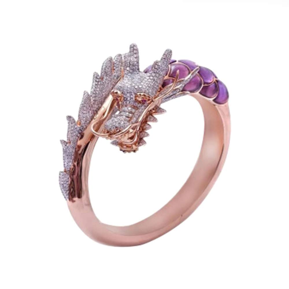 Gothic Dragon Crystal Ring for Women & Men - Rose Gold Plated Jewelry Gift for Engagement & Parties