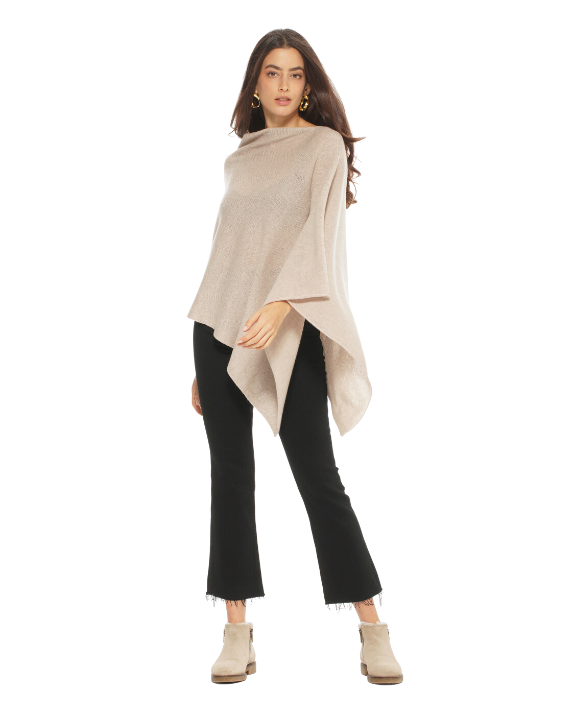 Luxury Women's Pure Cashmere Poncho - Soft & Warm Pastel Blue Shawl Wrap for Fall & Winter | Perfect for Office, Travel & Casual Wear