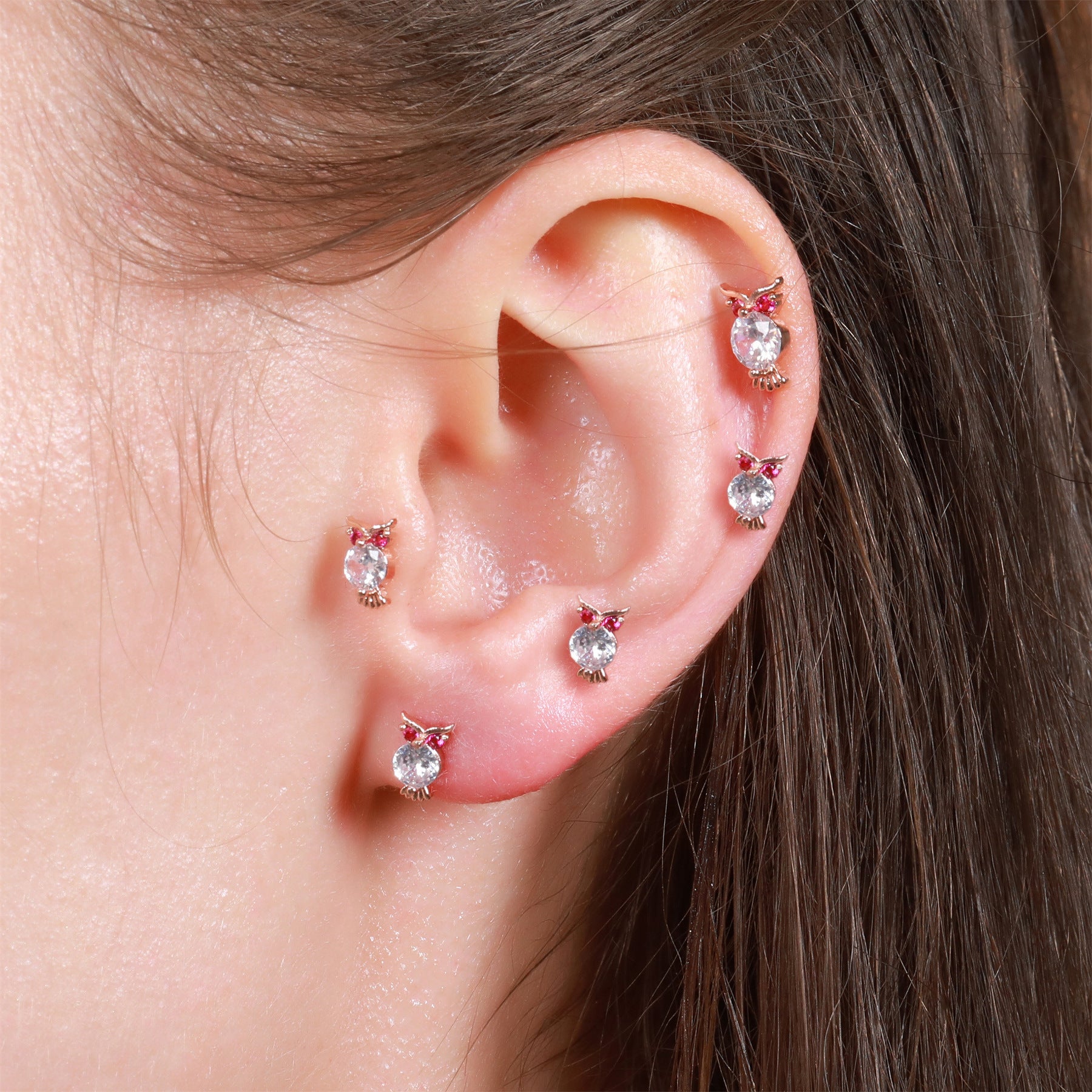 20G Tiny Cartilage Owl Stud Earrings - Hypoallergenic Stainless Steel Piercing Jewelry for Helix, Tragus & Lobe - Perfect for Everyday Wear & Gifts
