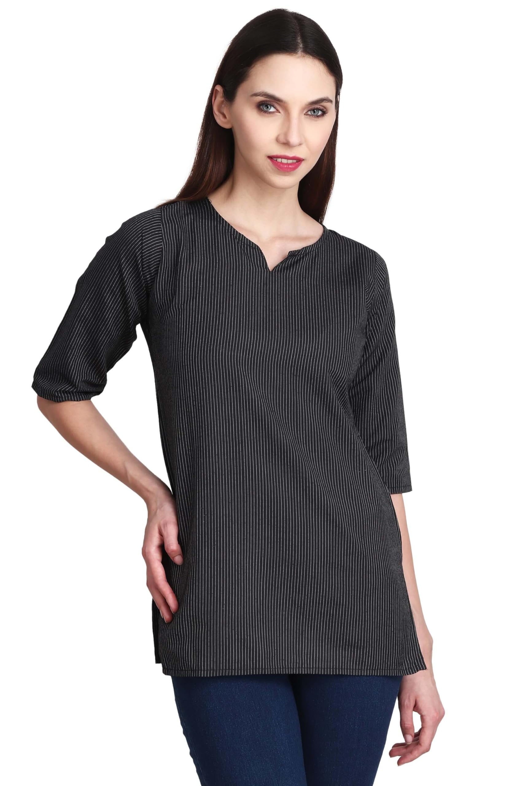 FELISIA Women's Striped Casual T-Shirt - Soft Cotton Summer Blouse for Everyday Wear, Office & Outings