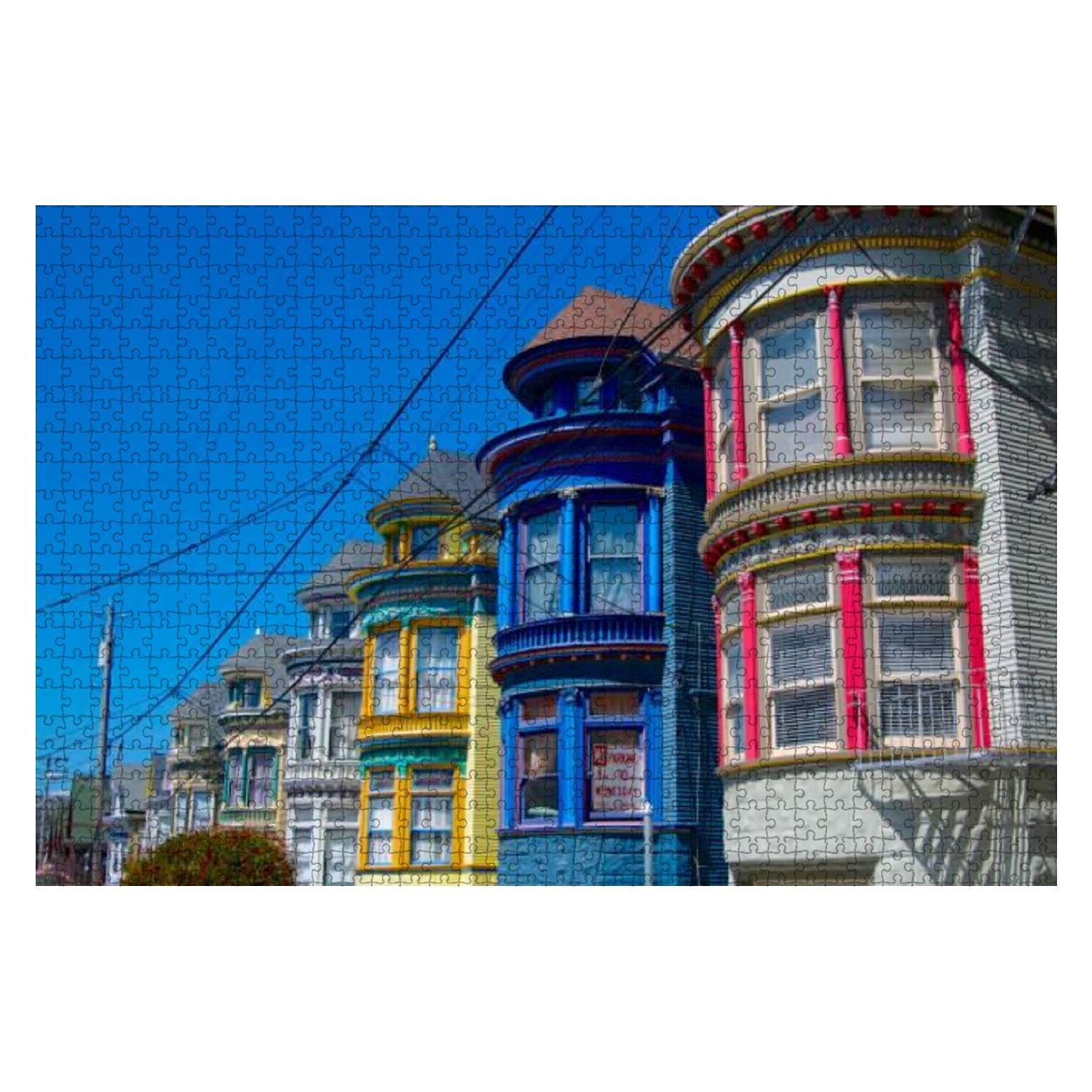 1000-Piece Wooden Jigsaw Puzzle - Colorful Haight Ashbury District Houses in San Francisco | Educational & Stress-Relief Toy for Kids & Adults | Perfect for Family Game Night & Home Decor