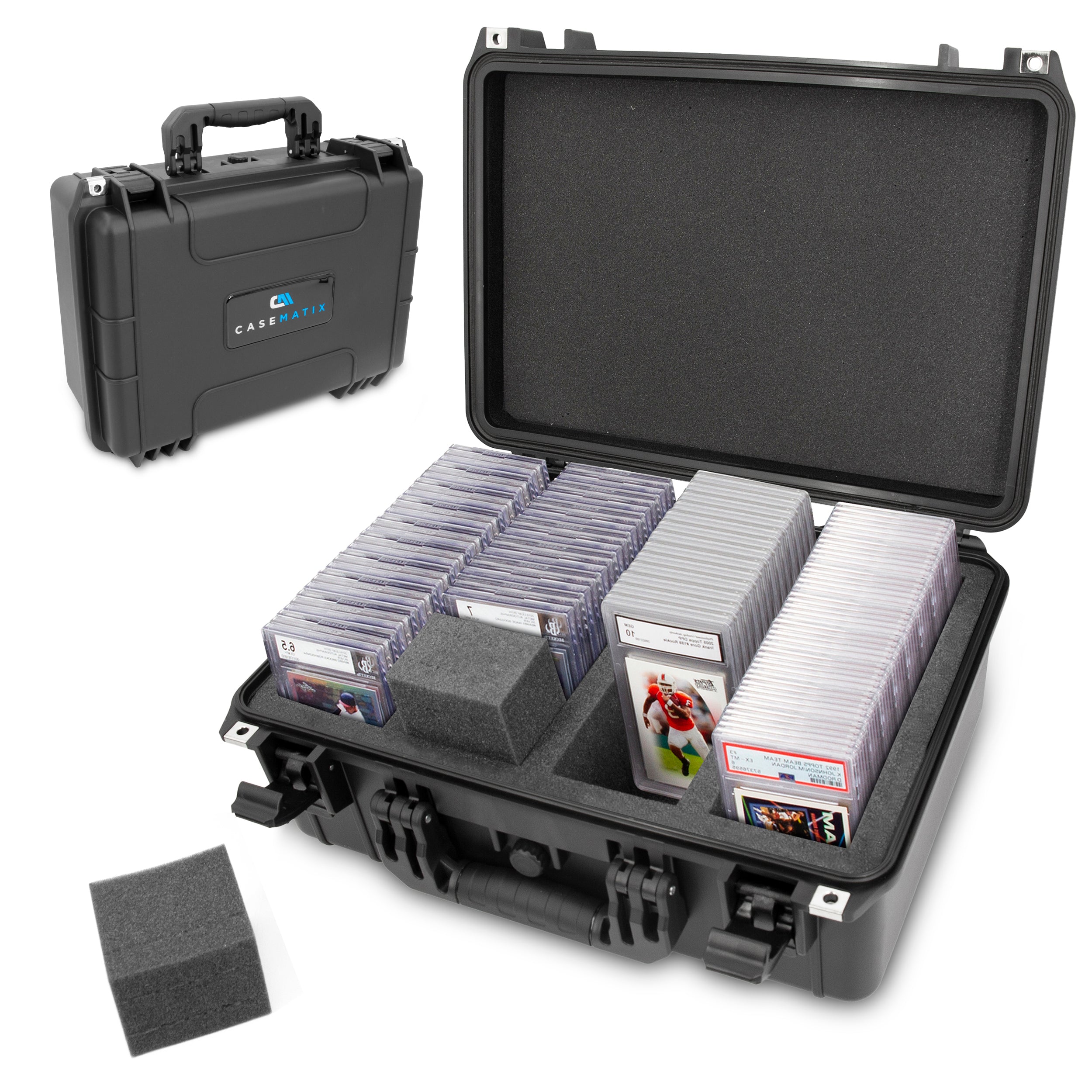 CASEMATIX Graded Card Case - Waterproof Storage Box for 120+ BGS PSA FGS Graded Sports Trading Cards | Perfect for Collectors, Display & Protection of Valuable Trading Card Collections