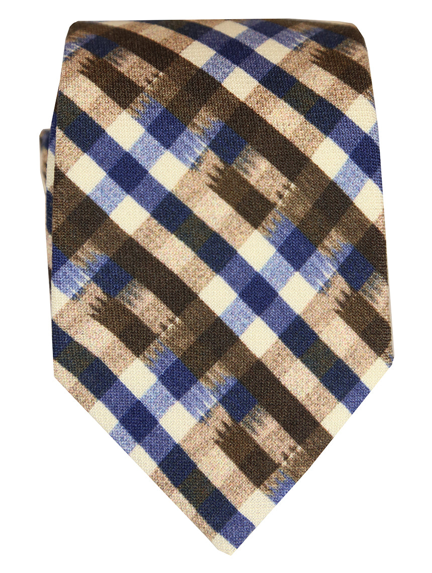 DÉCLIC Enkel Tie for Men - Beige & Blue Slim Necktie | Perfect for Weddings, Business Meetings & Formal Events