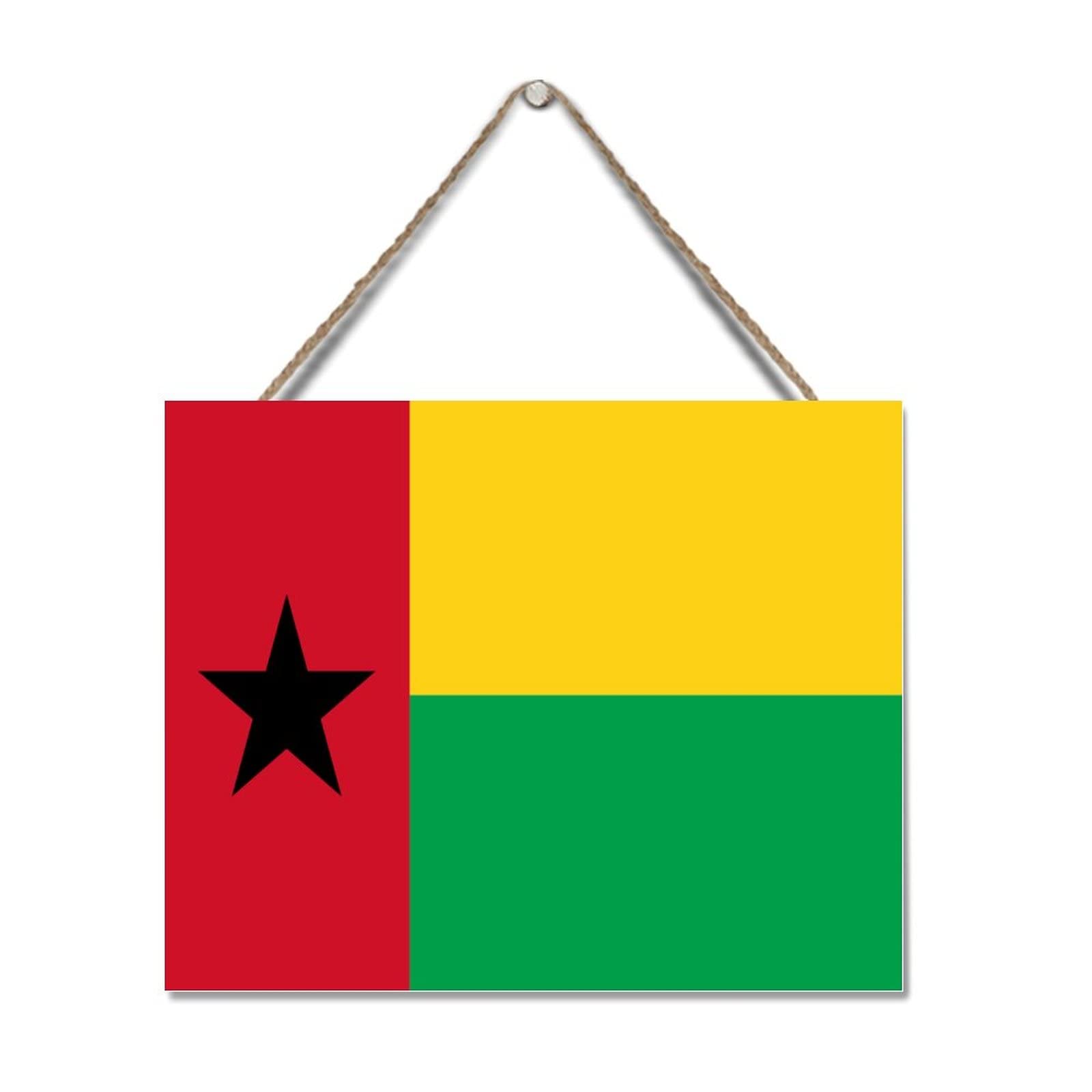 Guinea-Bissau Flag Wooden Plaque - Patriotic Home Decor, Rustic Wood Sign for Wall Hanging, Personalized Door Sign (8x10 Inches) - Perfect for Playroom, Office, or Man Cave Decor
