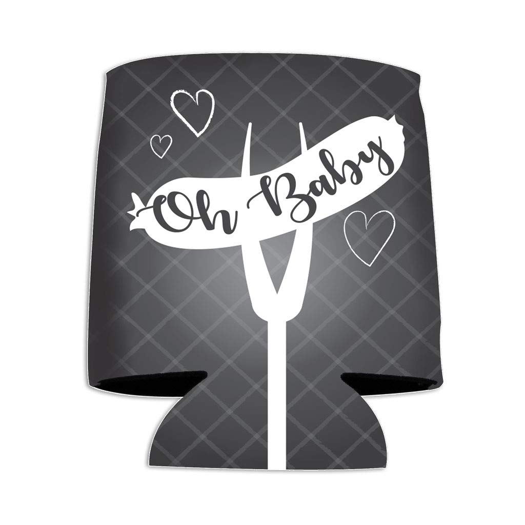 Custom Baby Shower Can Cooler - Oh Baby BabyQ Insulated Beverage Sleeve for Baby Showers & BBQ Parties - Perfect for Outdoor Celebrations, Gender Reveals & Summer Gatherings