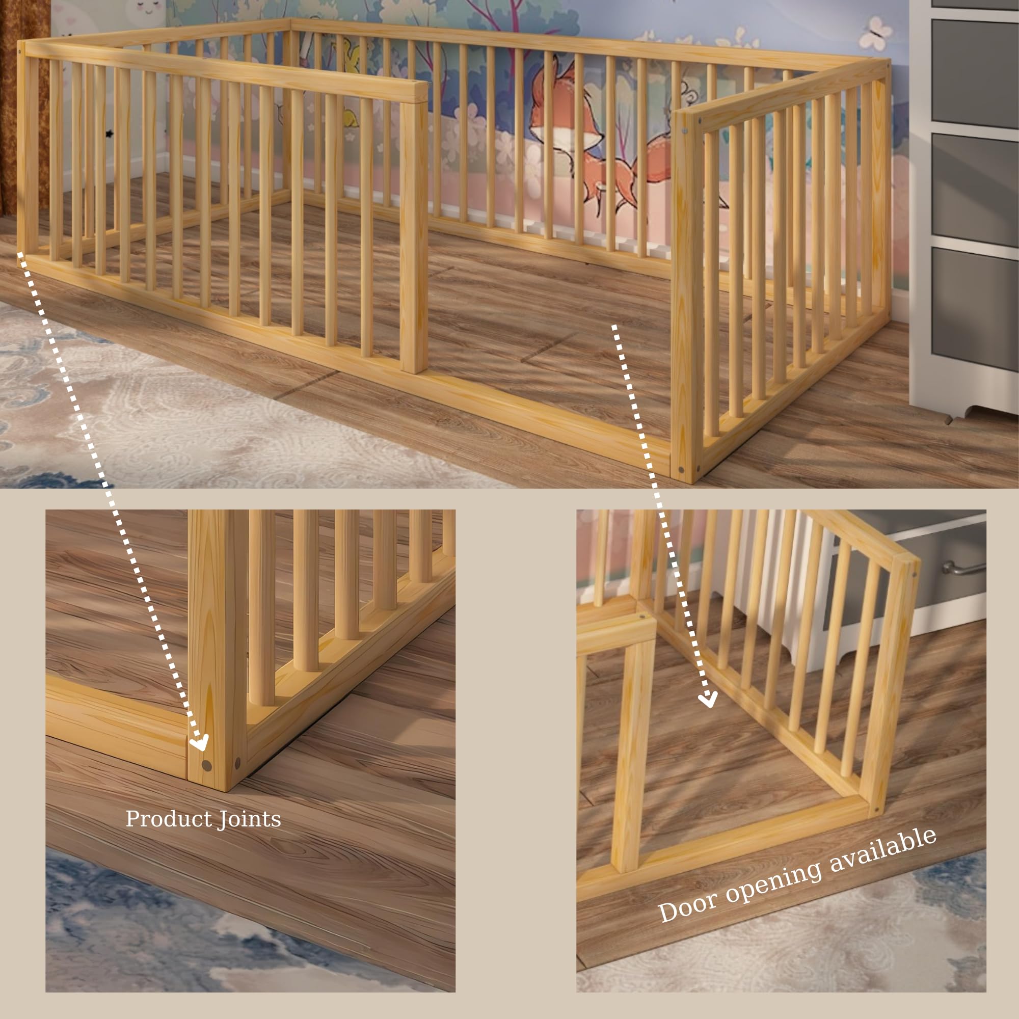 Montessori Twin Floor Bed for Toddlers - 39.4