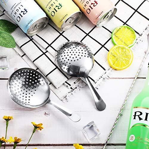 2-Pack Stainless Steel Julep Strainers - Professional Cocktail Strainer Spoon for Mixing Drinks, Home Bar & Commercial Use - Perfect for Mojitos, Martinis & Craft Cocktails