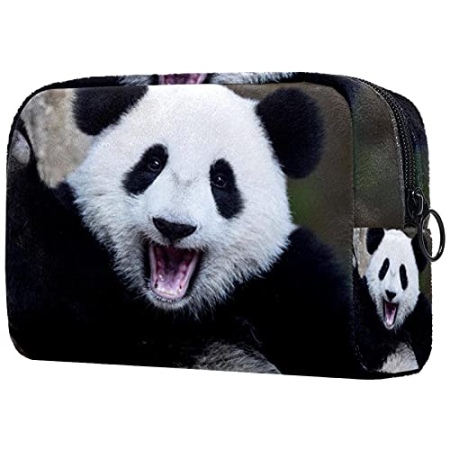 Large Travel Makeup Bag for Women - Black Cosmetic Organizer with Hello Panda Design, Waterproof Makeup Case for Toiletries & Cosmetics | Perfect for Travel, Gym, and Daily Use