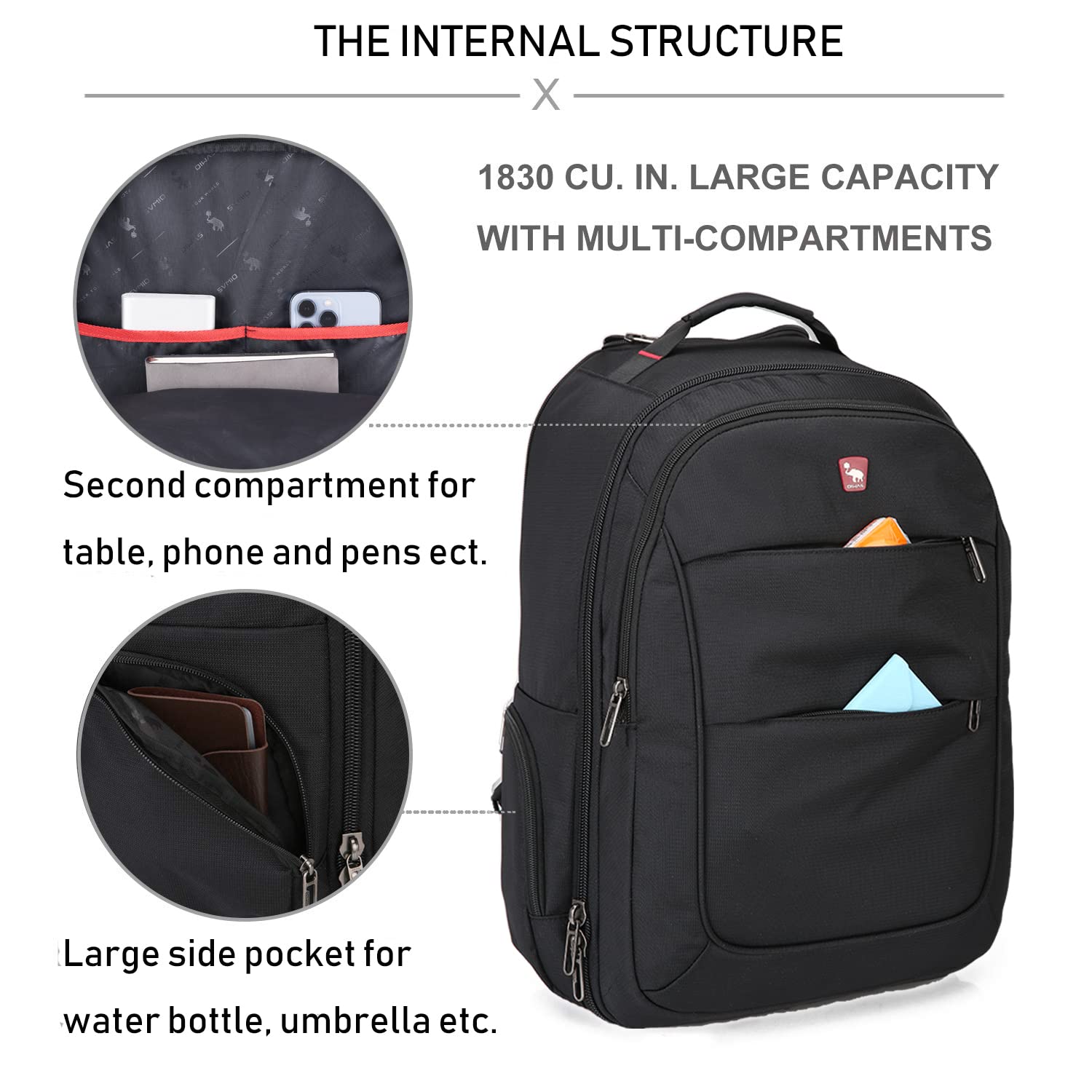 OIWAS 17.3 Inch Large Rolling Backpack with Wheels - Travel Carry On Luggage, Laptop Roller Backpack for Business & School, Durable Computer Bag Trolley Suitcase for Men & Women (Black) - Perfect for Air Travel, Commuting & College Campus Use