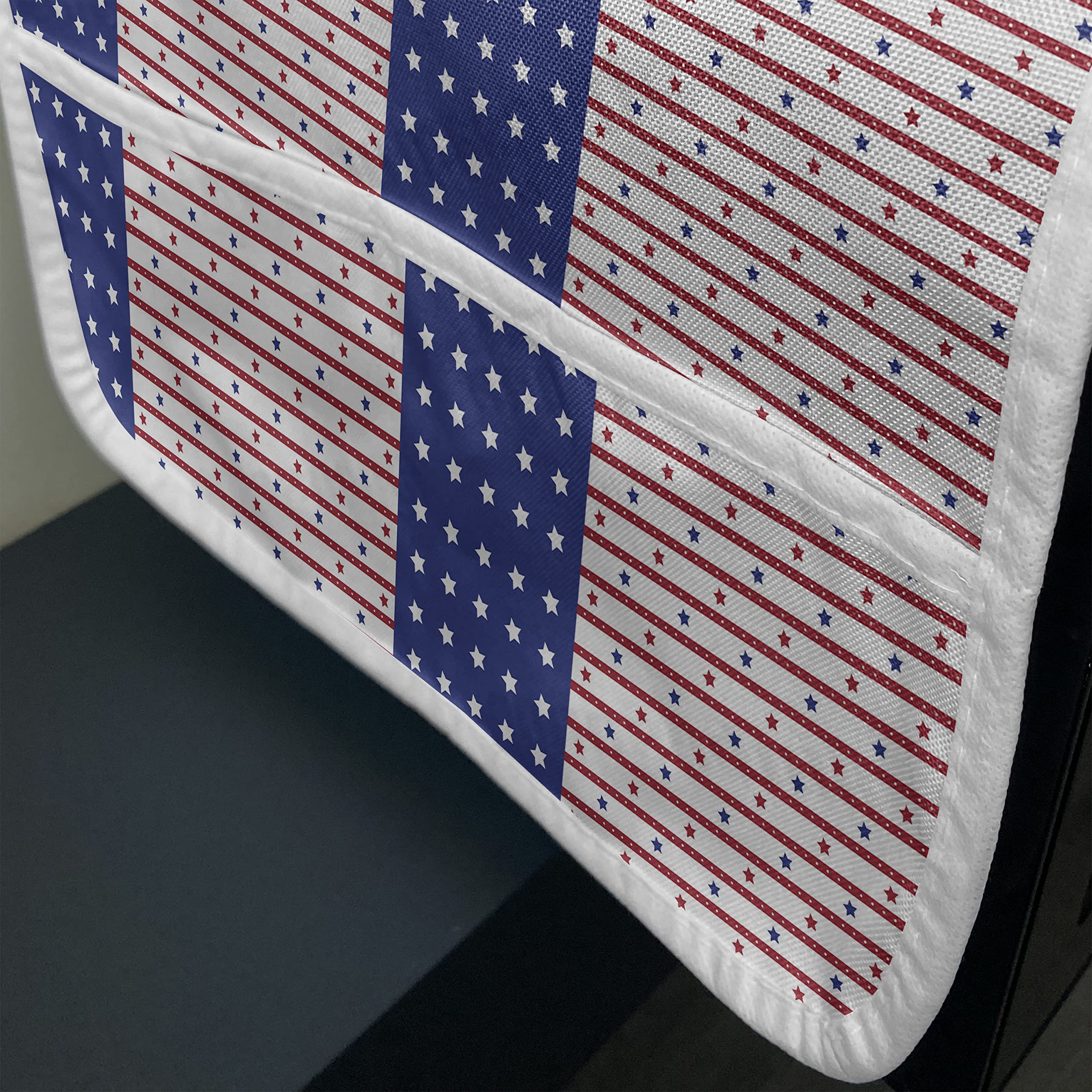 Ambesonne Patriotic Microwave Cover - American Flag Stars and Stripes Design, Waterproof Kitchen Organizer with Pockets (36
